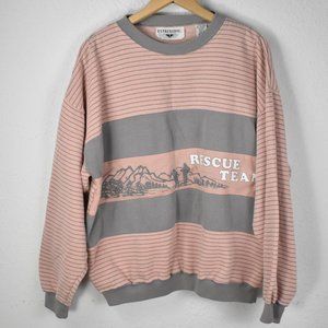Vintage Salmon and Gray Striped Sweatshirt Sz L